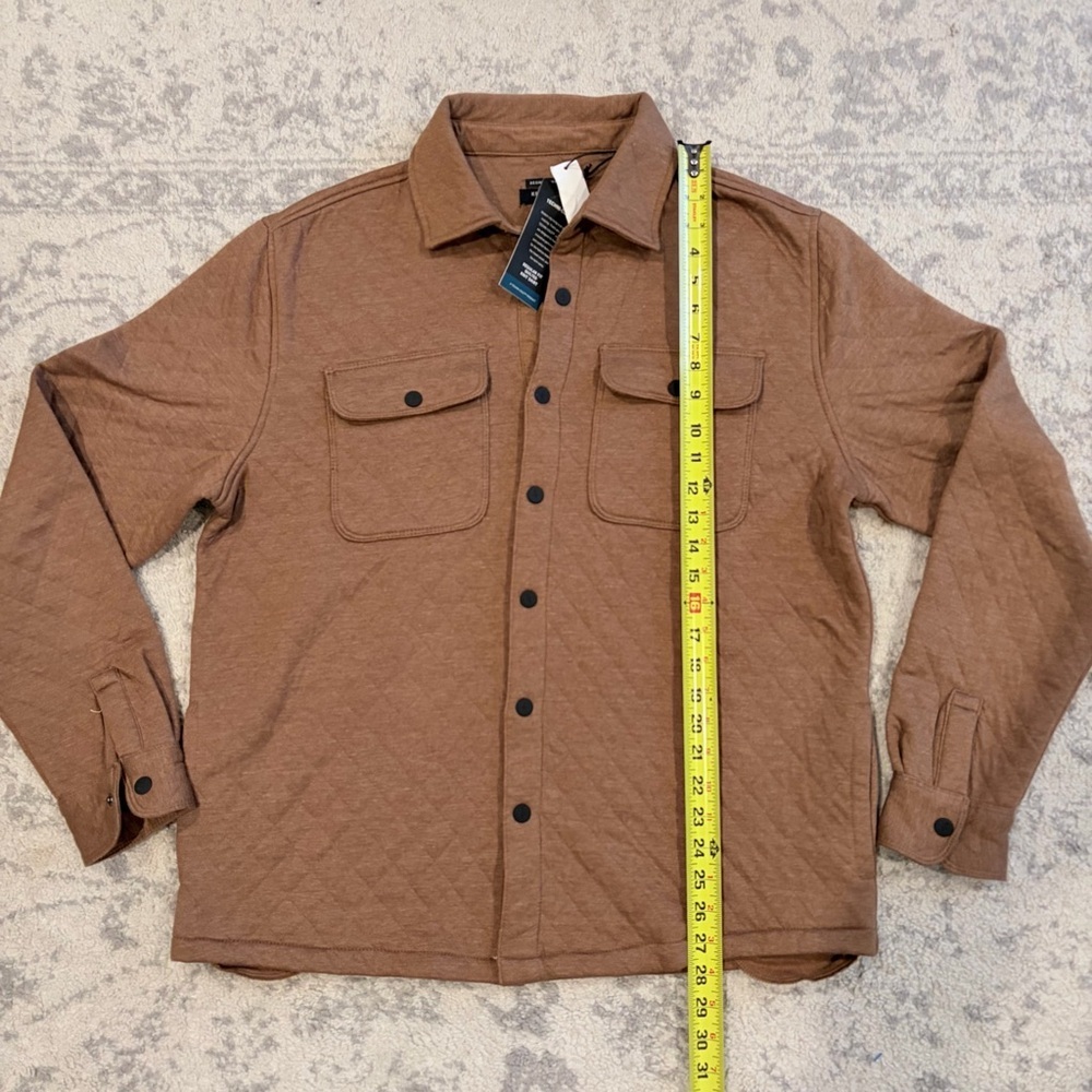 Kenneth Cole Quilted Knit Shirt Jacket Timber Brown L NWT - Picture 6 of 9